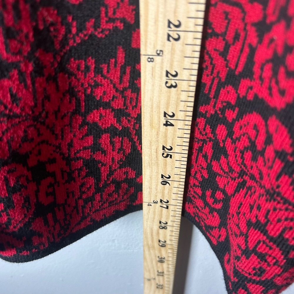 JM Collection Women's Red Black Damask Knit Cardigan‎ Sweater XL Button Front - Picture 5 of 7